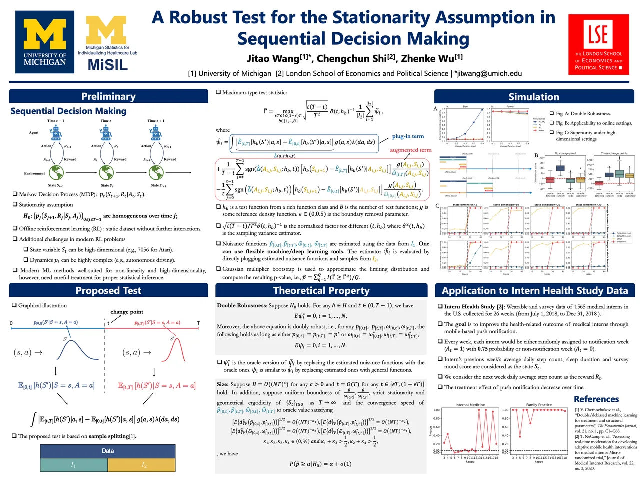 A Robust Test for the Stationarity Assumption in Sequential Decision Making — ICML 2023 scientific poster design