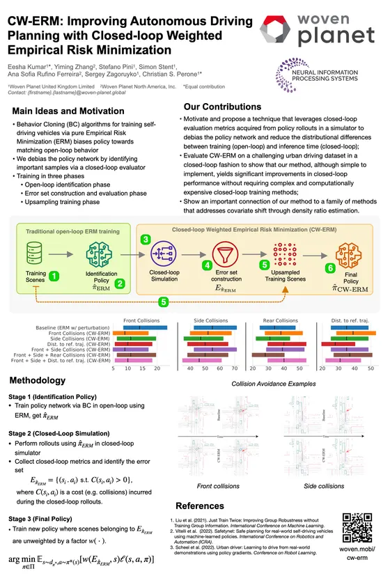 CW-ERM: Improving Autonomous Driving Planning with Closed-loop Weighted Empirical Risk Minimization — NeurIPS 2022 poster
