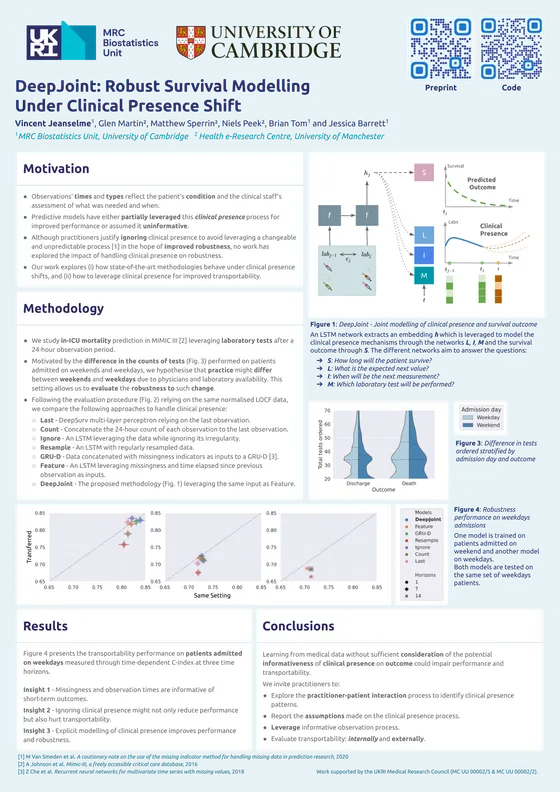 DeepJoint: Robust Survival Modelling Under Clinical Presence Shift — NeurIPS 2022 poster